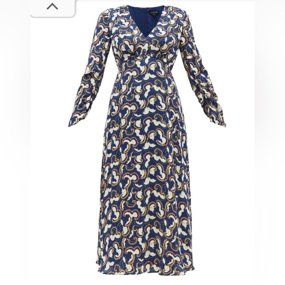 SALONI NWT Lisa Cloud-Print Crepe Midi Dress
